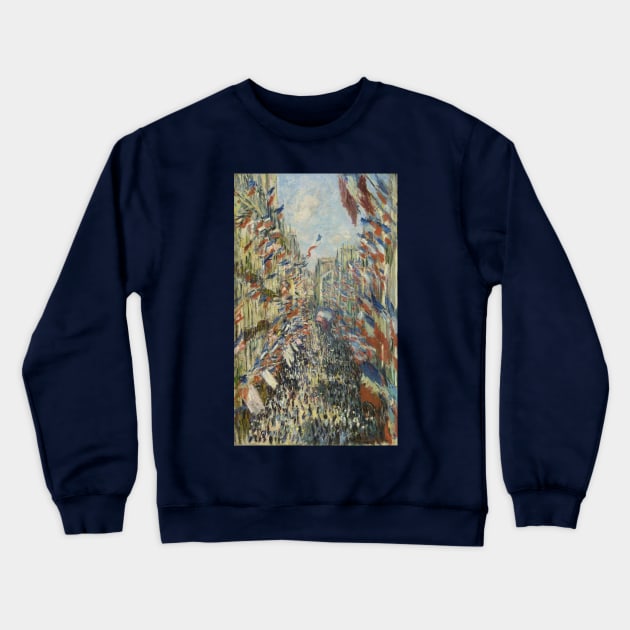 The Rue Montorgueil by Claude Monet Crewneck Sweatshirt by MasterpieceCafe